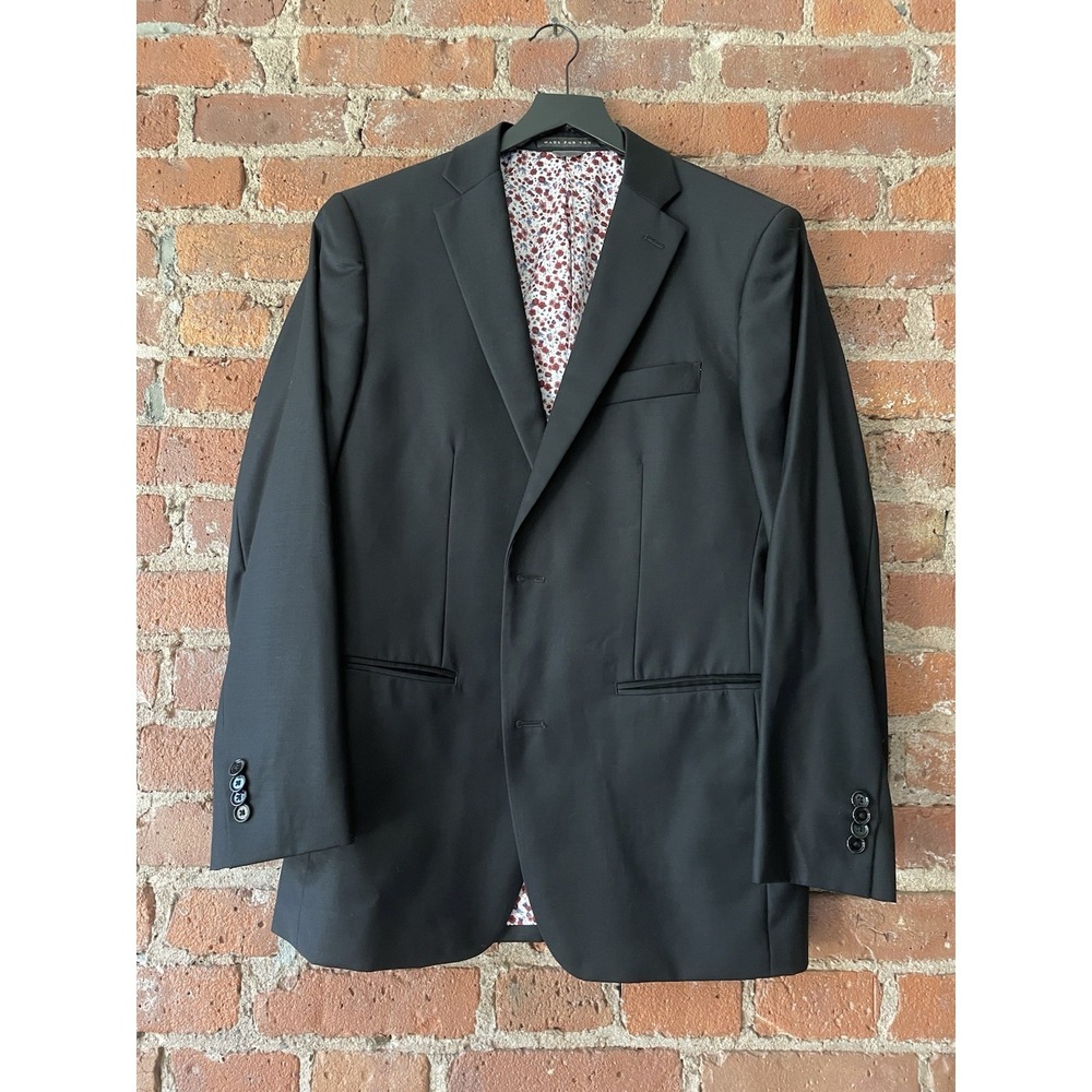 INDOCHINO Mens Solid Black 100% WOOL Sport Coat Suit Jacket Blazer Size 40 NEW